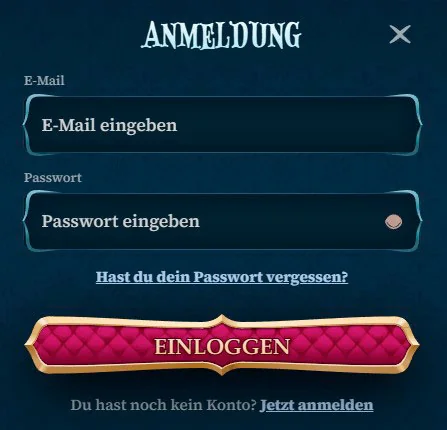 Login-Formular BetAlice Casino